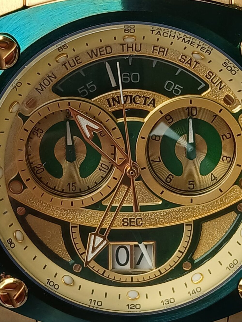 Invicta Watch New Green and Gold